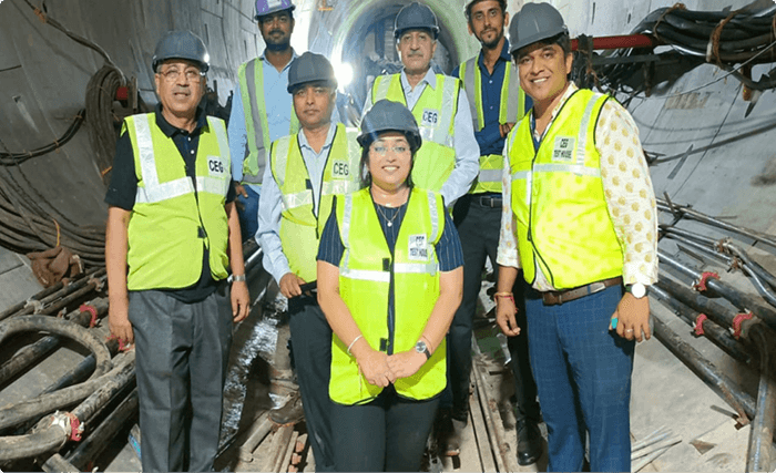 Construction workers in safety gear